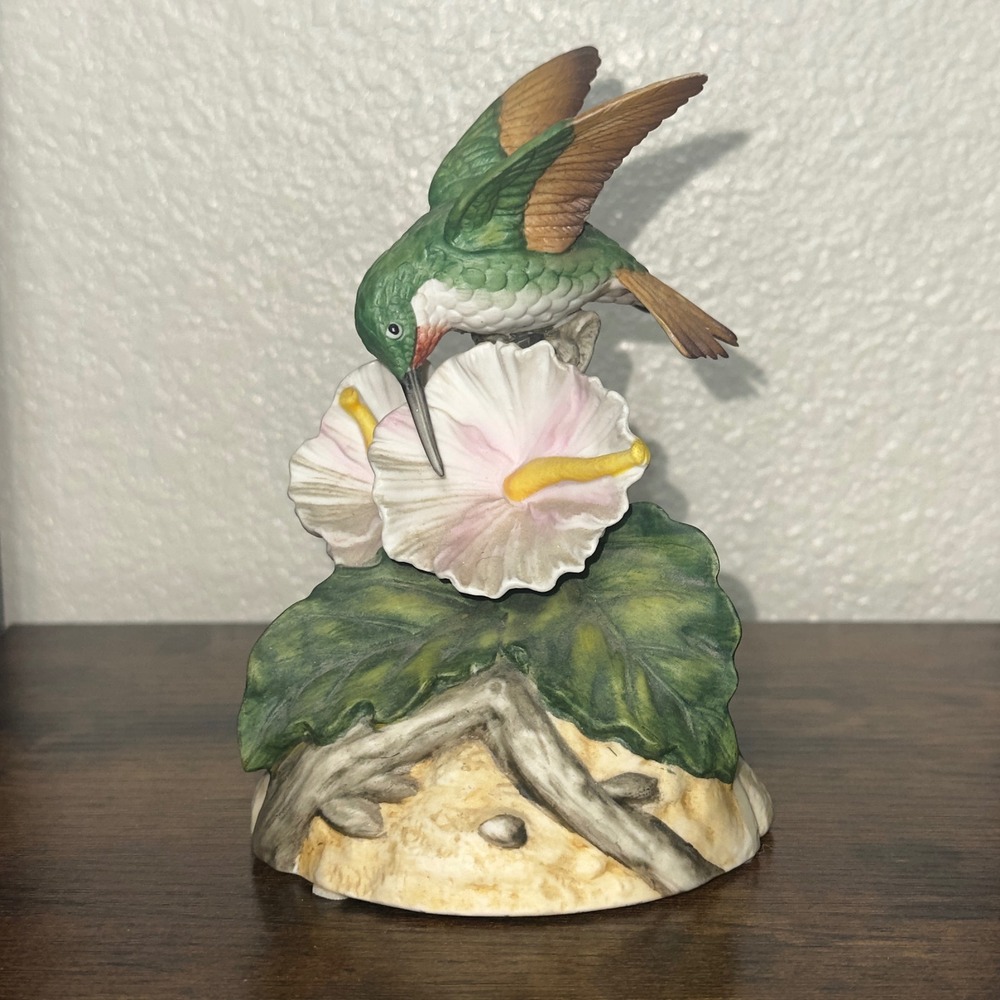 Schmid Gift World of Gotham Hummingbird Hibiscus Rotating‎ Music Box Japan